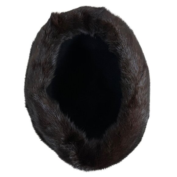 Vintage 1990s Birger Christensen Black Felt Hat with Brown Mink Fur Trim OSFM main image 6